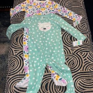 Mint and Floral Baby One Piece Set-Footed Pajamas